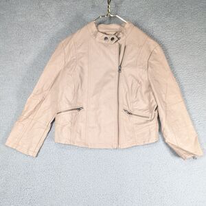 Lauren Conrad Jacket Womens Size Medium Tan Faux Leather Cropped Moto Jacket